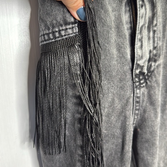 Nasty Gal Fringe Cropped High Waisted Black Jeans W-973 Sz 4 - Picture 7 of 12